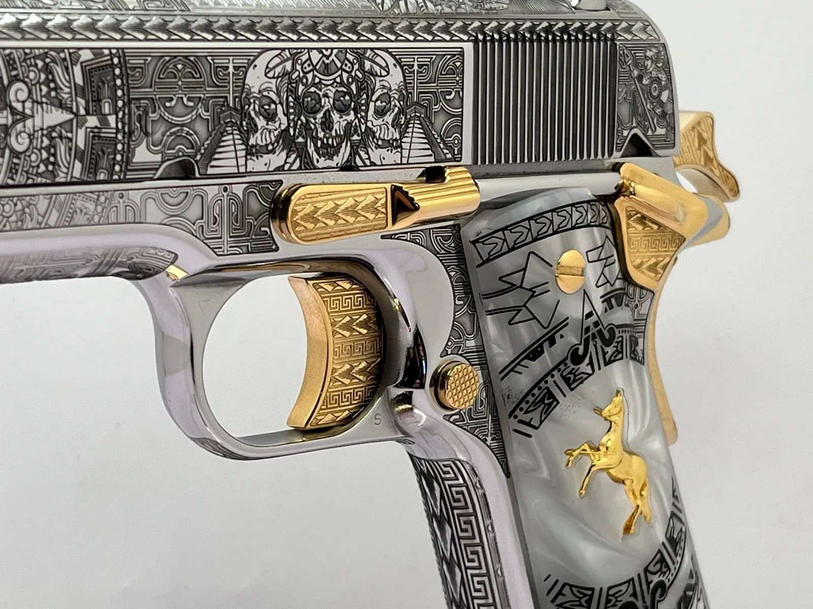 1911 with Aztec calendar and skull engraving