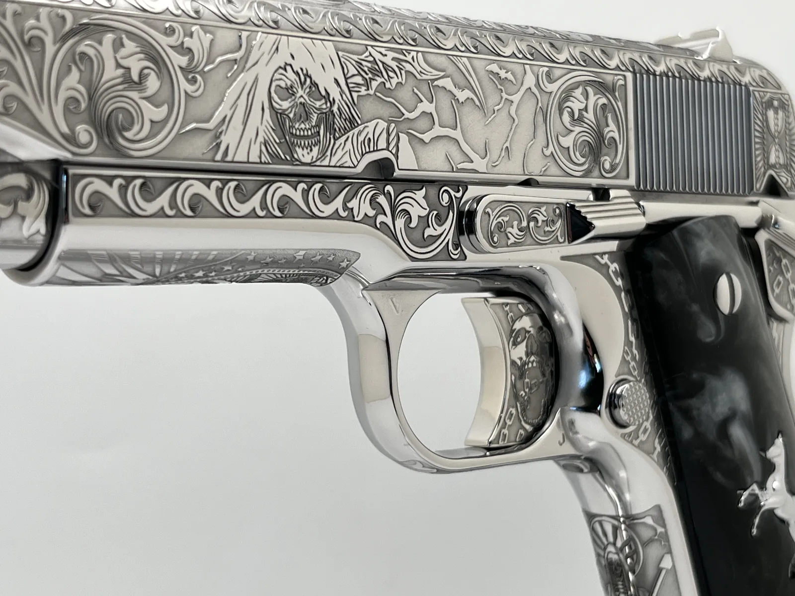 1911 with grim reaper and Santa Muerte engraving