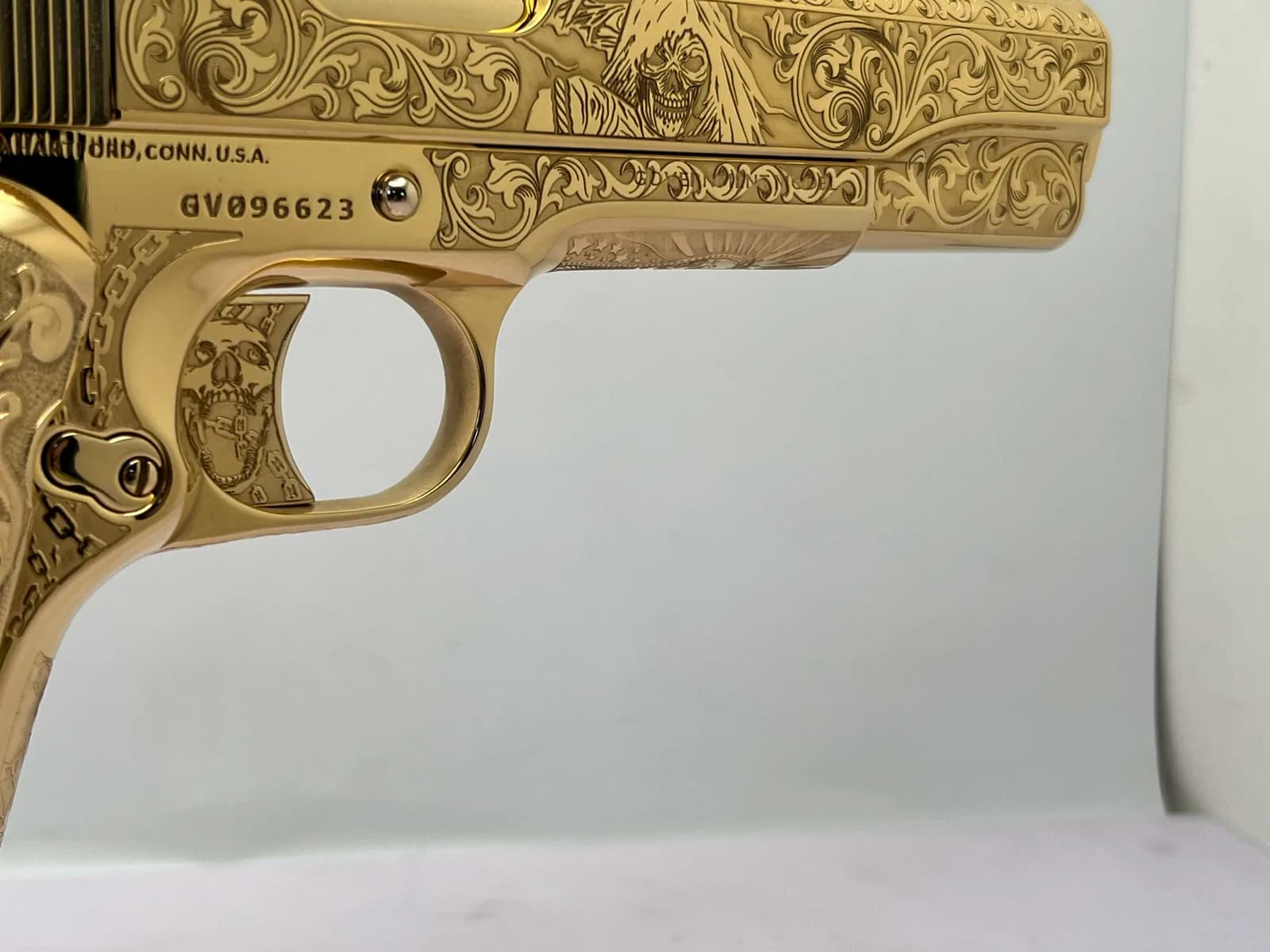 1911 with grim reaper and skull engraving