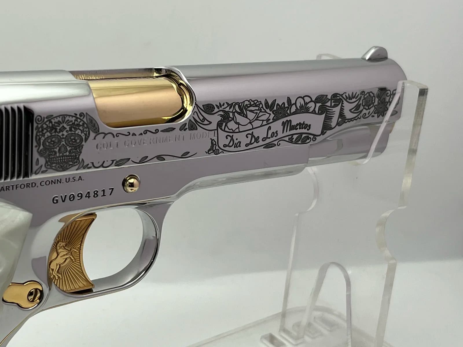 Colt Government Model 1911 with Dia de los Muertos engraving