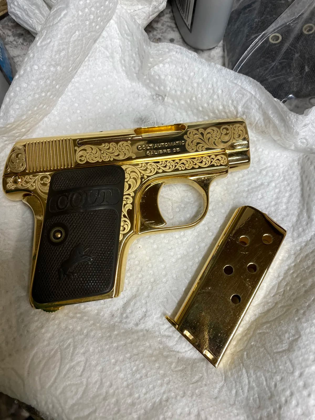 Colt pocket pistol with scroll engraving