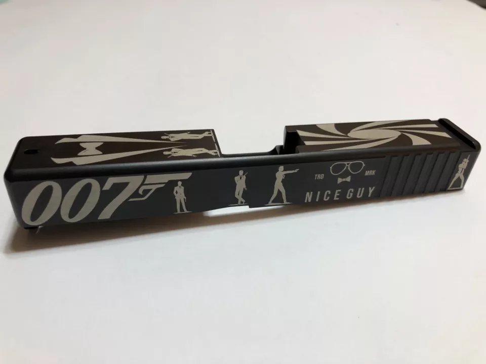 Laser etched Glock 19 slide Gen 3 007 Bond