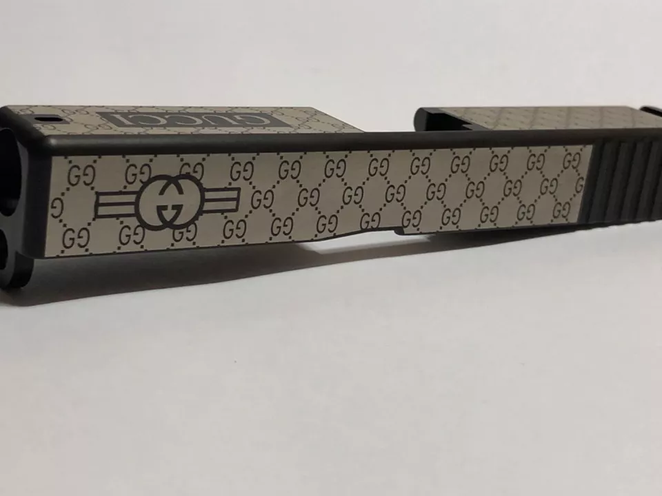 Laser etched Glock 19 slide Gen 3 Gucci