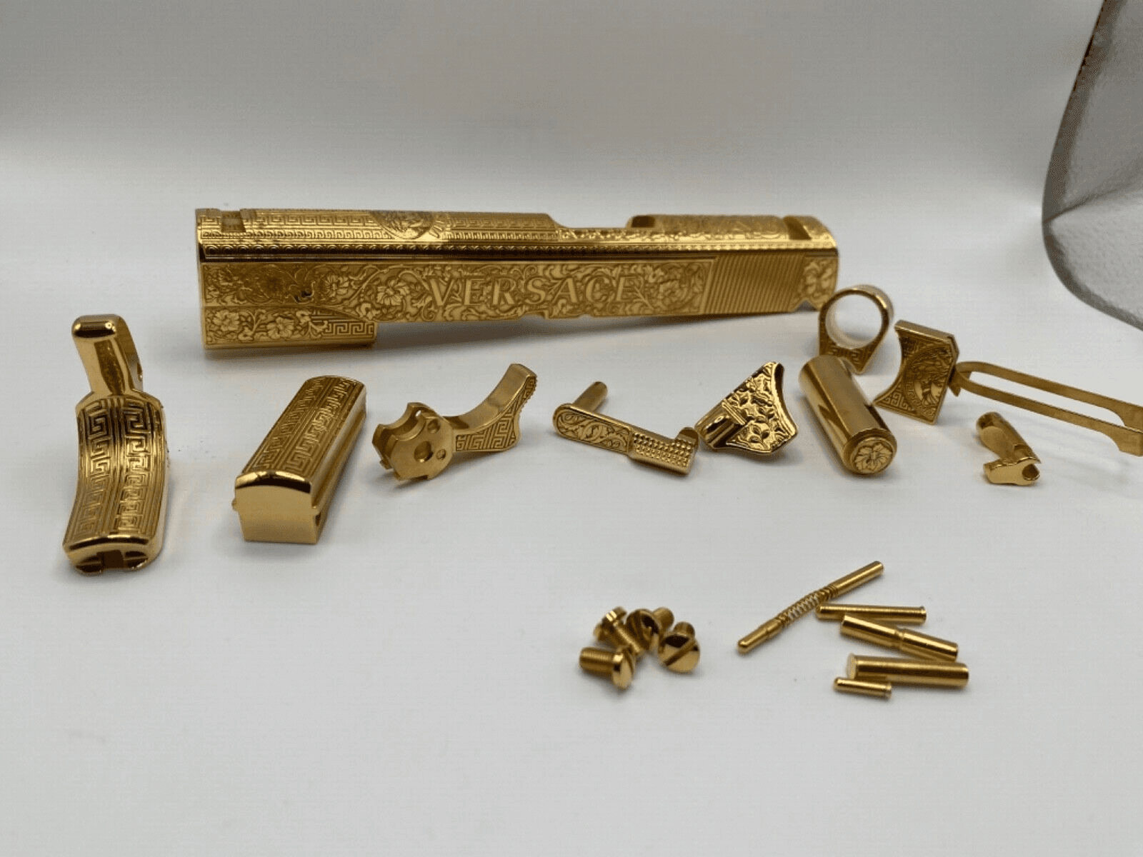 Deep laser engraved 1911 government slide and accent kit Versace kit