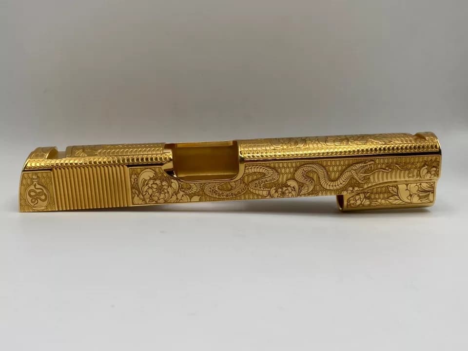 Deep laser engraved 1911 government slide and accents kit