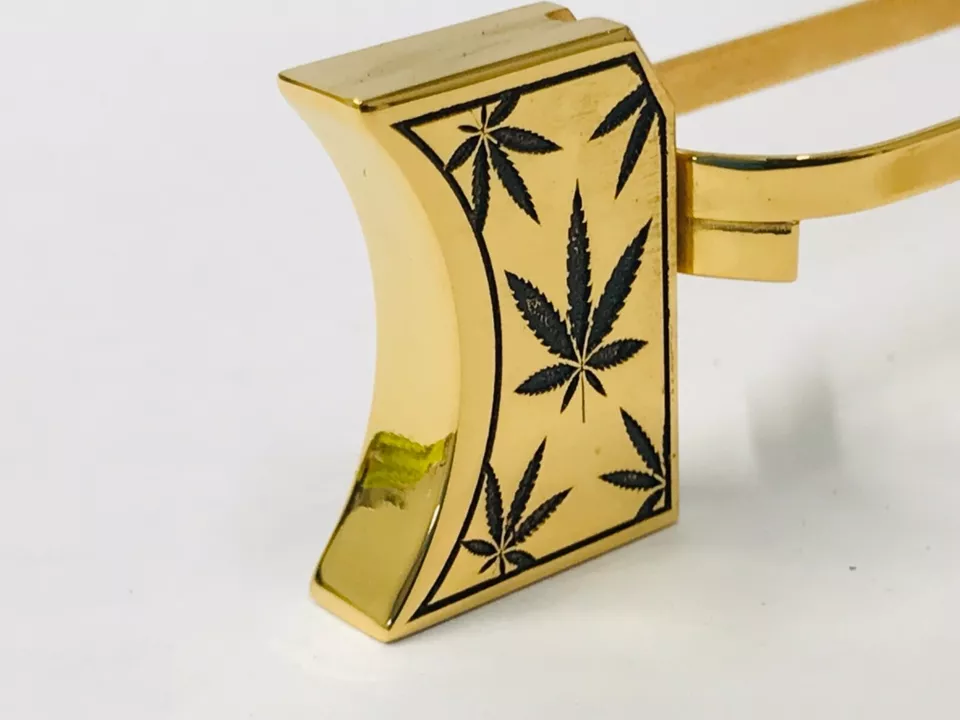 Laser engraved 1911 mirror polished leaves design #1