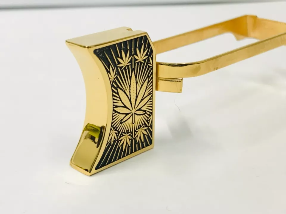 Laser engraved 1911 mirror polished leaves design #2