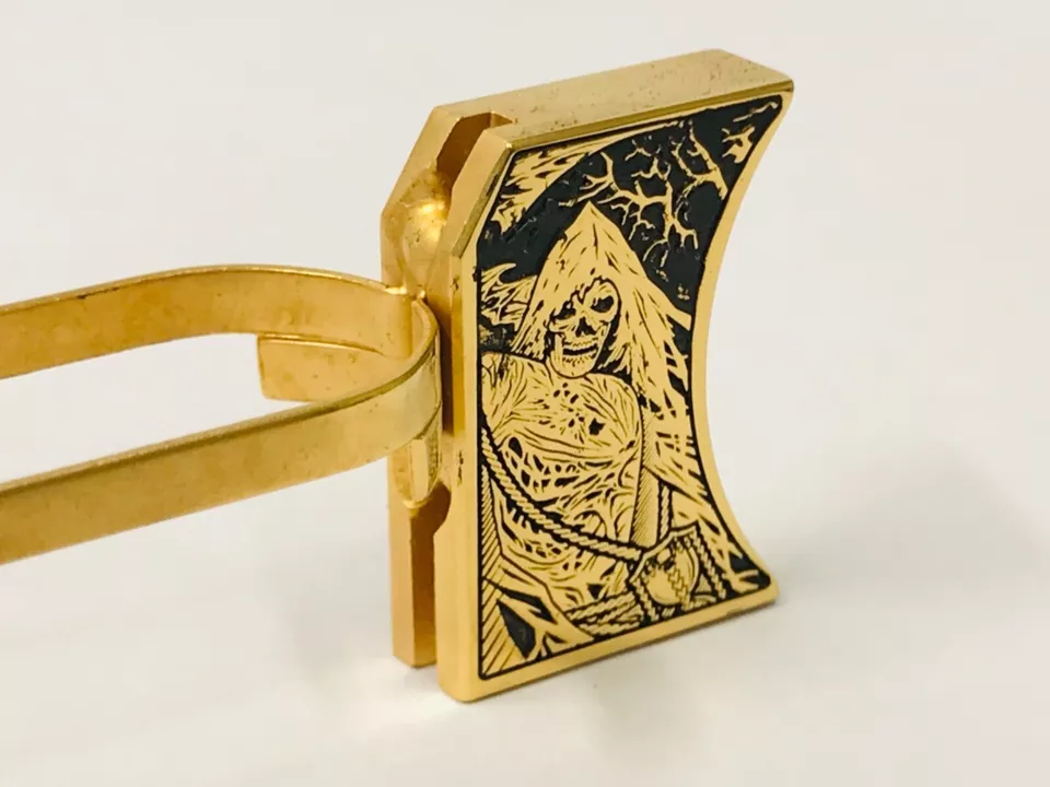 Laser engraved 1911 mirror polished long pad Santa Muerte #1