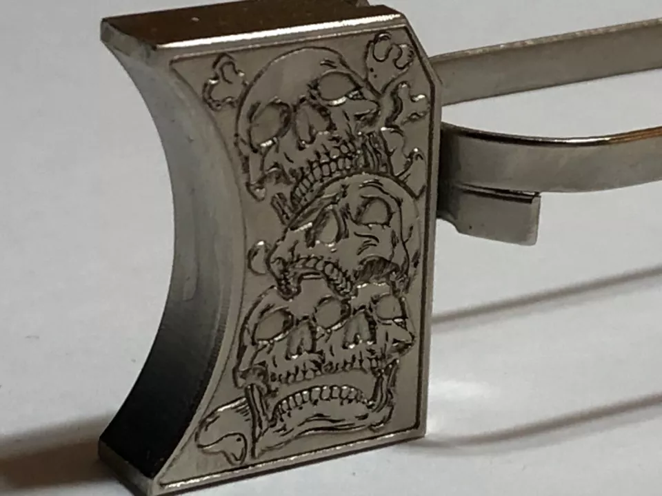 Laser engraved 1911 long pad skulls #1