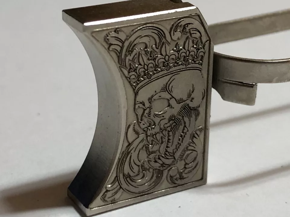 Laser engraved 1911 long pad skulls #2
