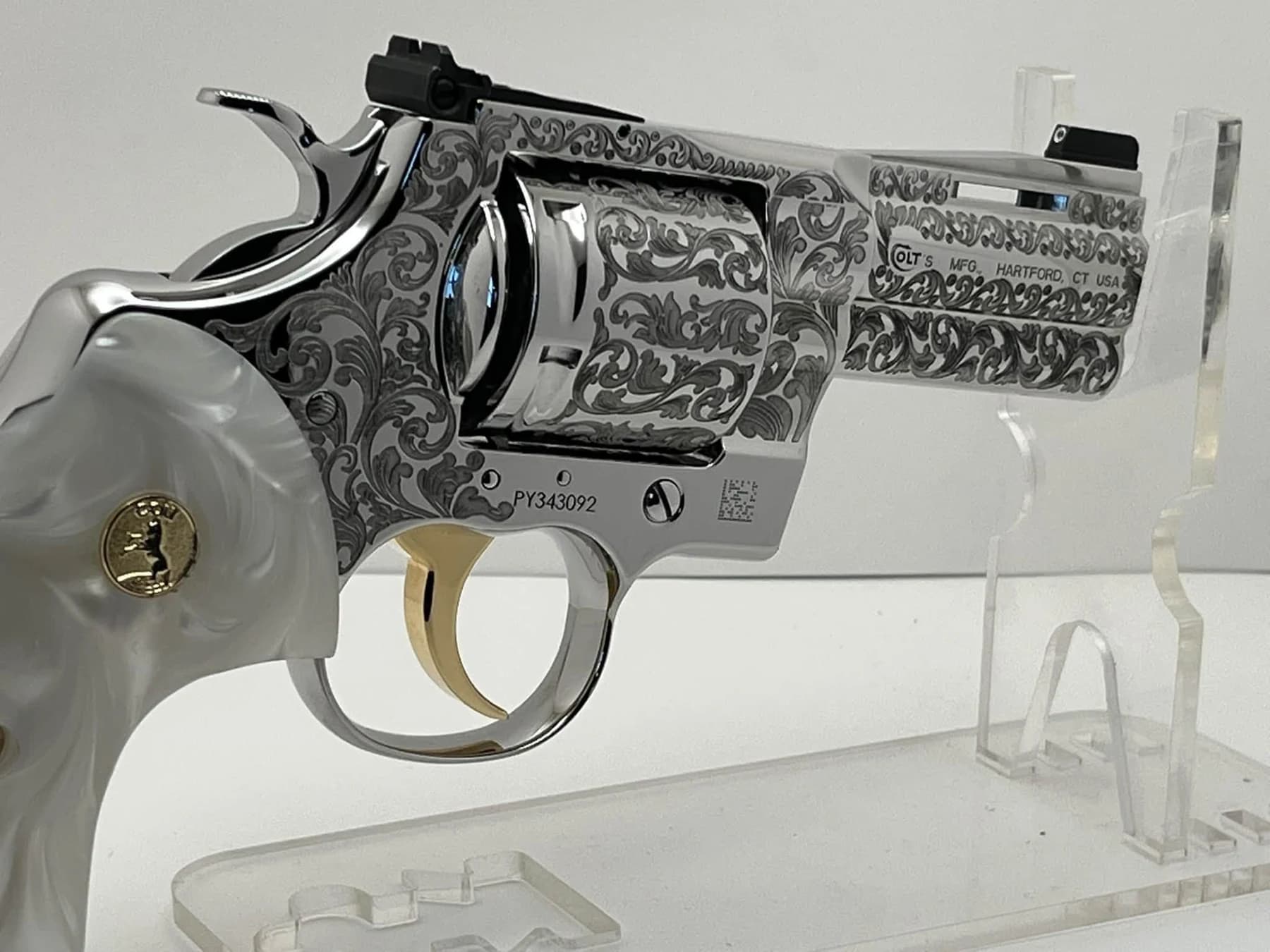 Colt Python Elite with scroll engraving: opposite view