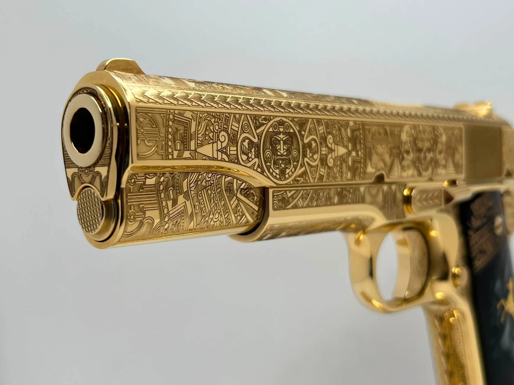 24k gold Colt Super .38, Aztec Calendar edition: additional view
