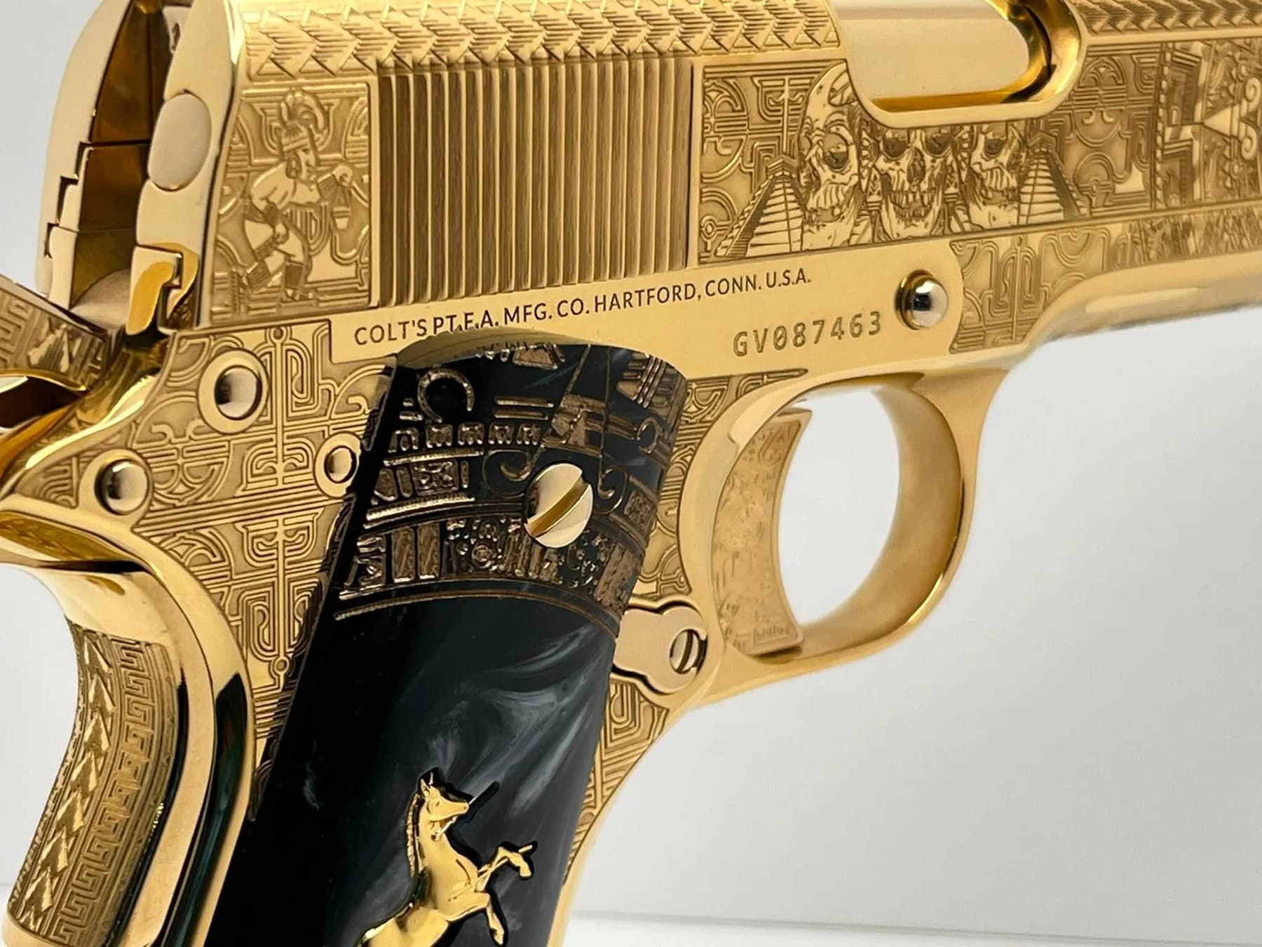 24k gold Colt Super .38, Aztec Calendar edition: additional view