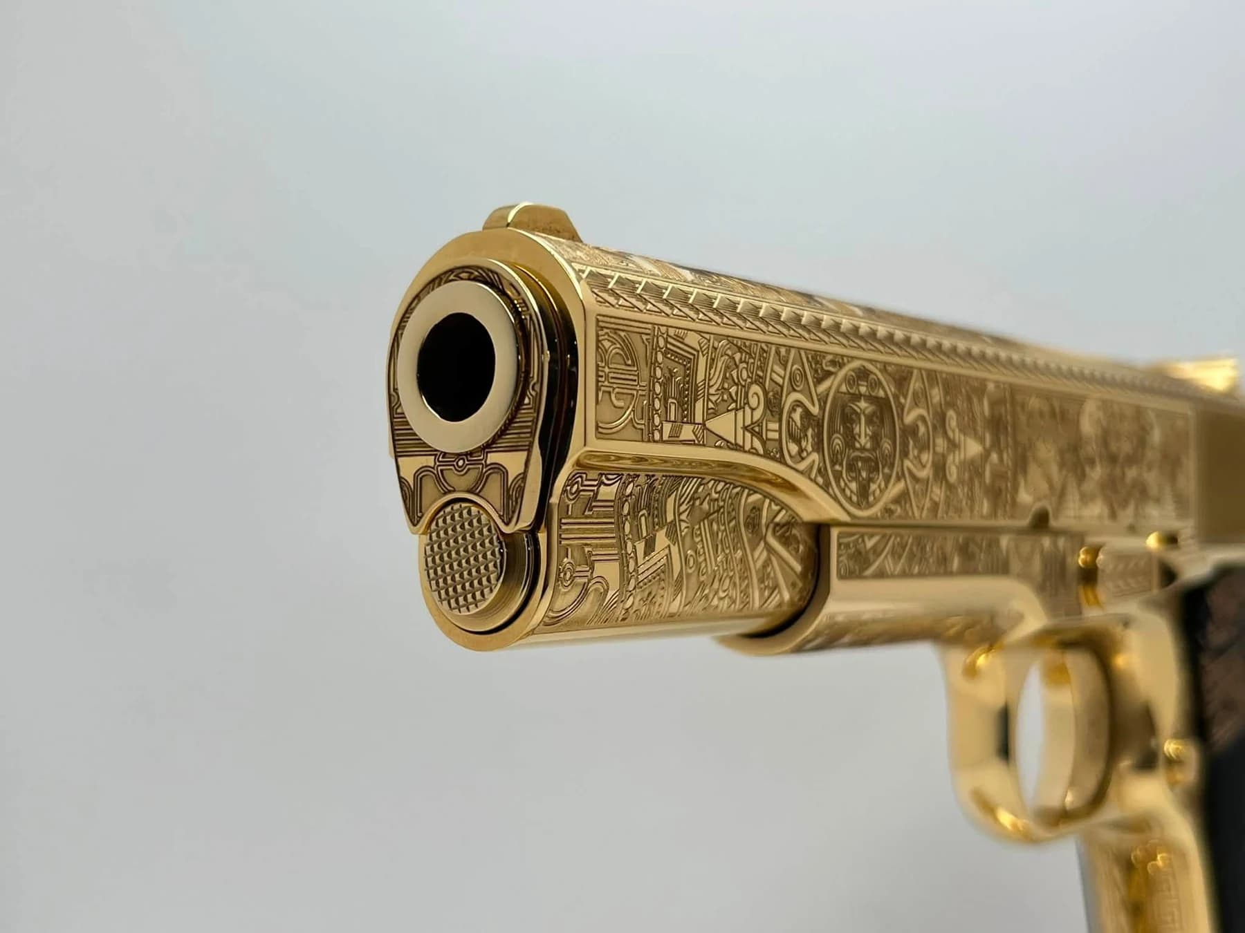 24k gold Colt Super .38, Aztec Calendar edition: additional view