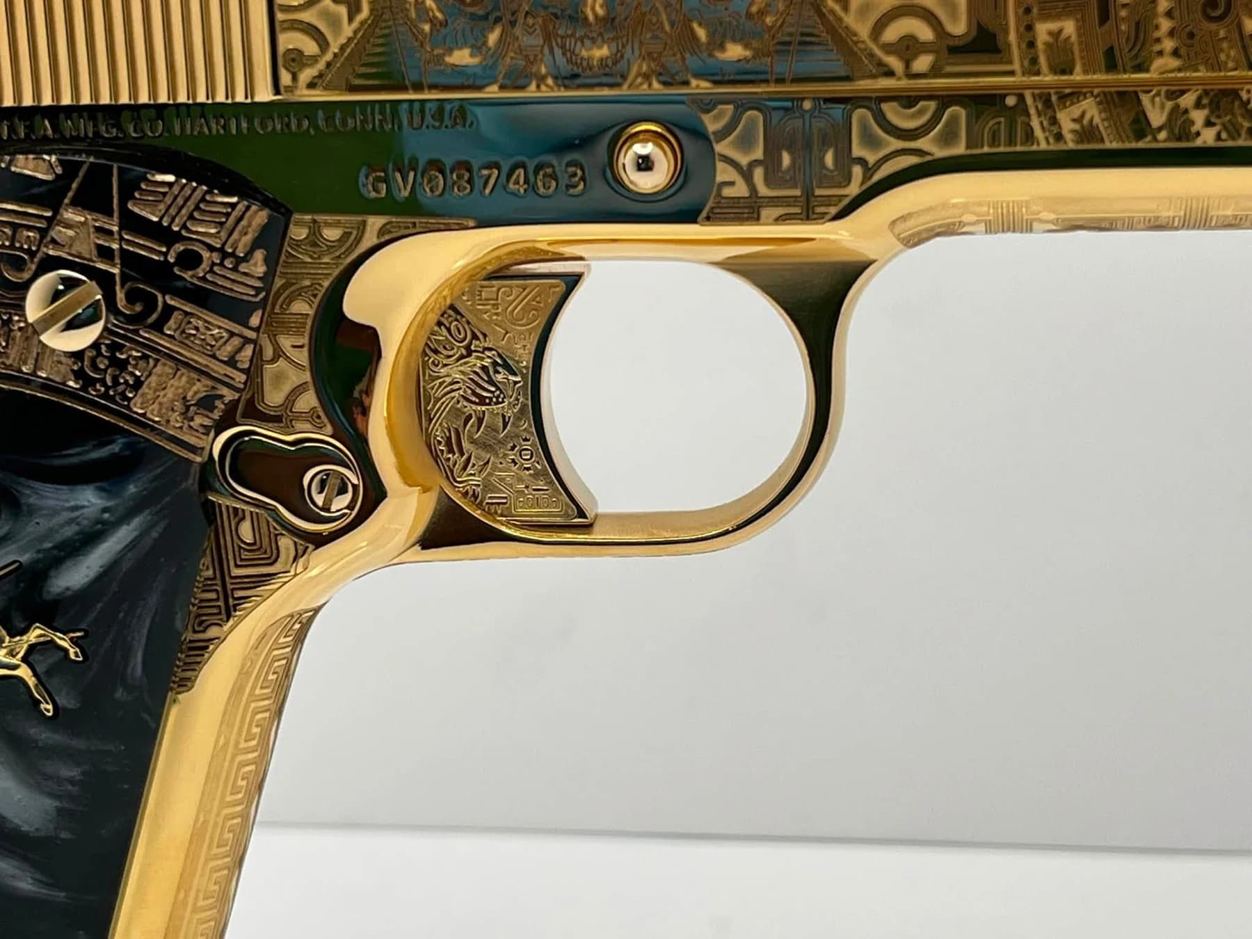 24k gold Colt Super .38, Aztec Calendar edition: additional view