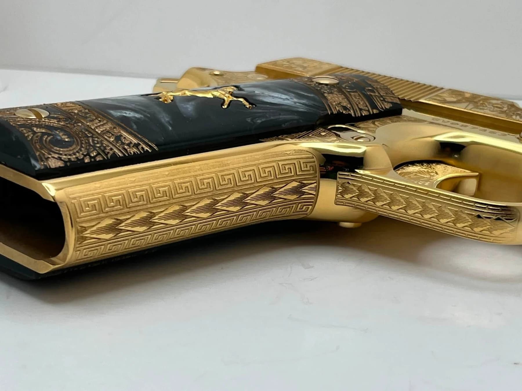 24k gold Colt Super .38, Aztec Calendar edition: additional view
