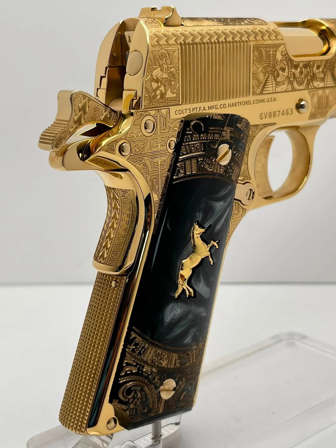 24k gold Colt Super .38, Aztec Calendar edition: additional view