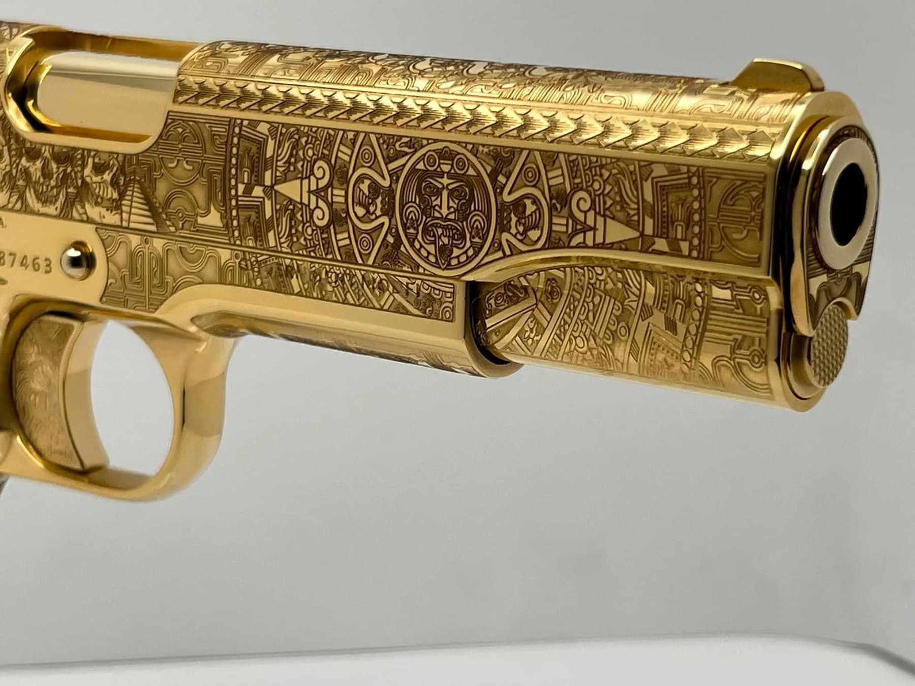 24k gold Colt Super .38, Aztec Calendar edition: additional view