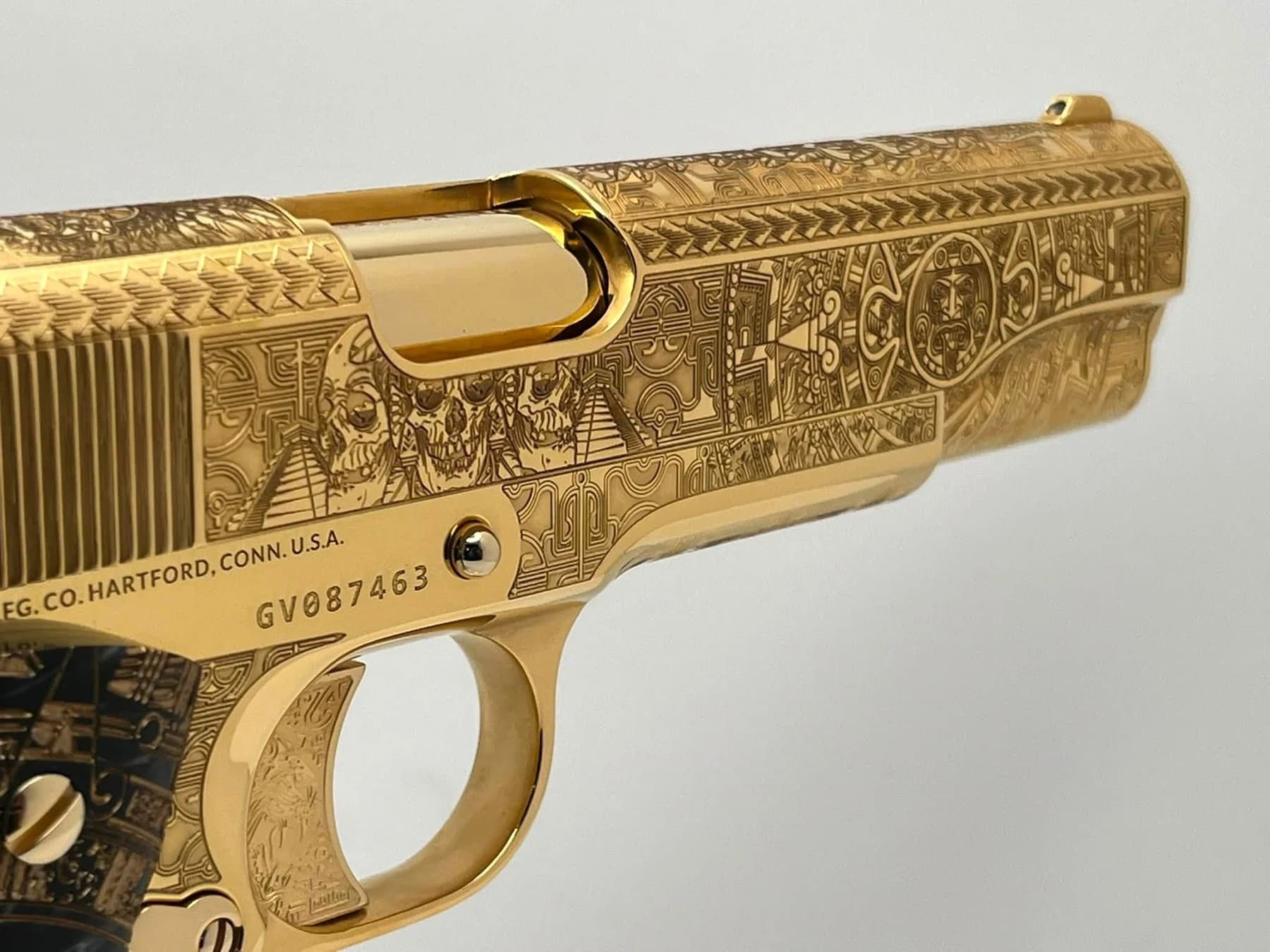 24k gold Colt Super .38, Aztec Calendar edition: additional view