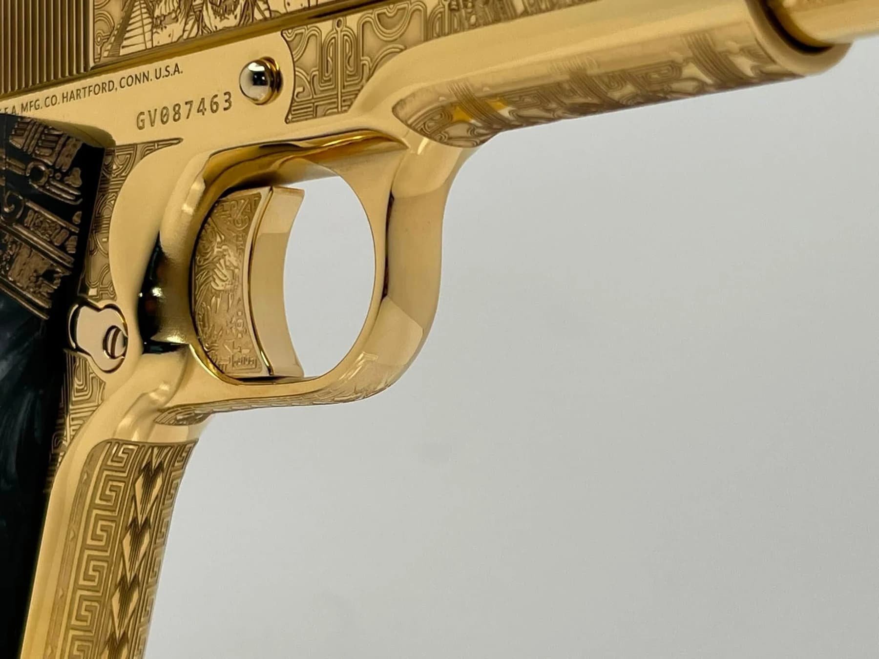 24k gold Colt Super .38, Aztec Calendar edition: additional view