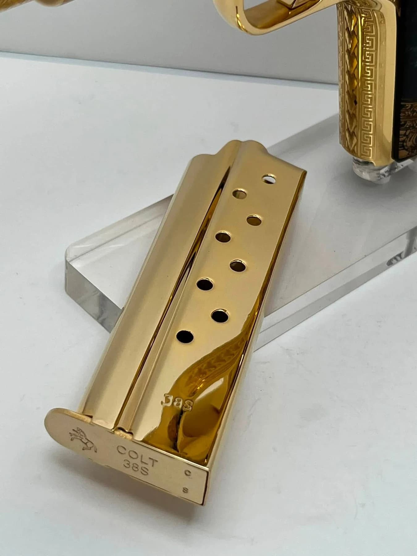 24k gold Colt Super .38, Aztec Calendar edition: additional view