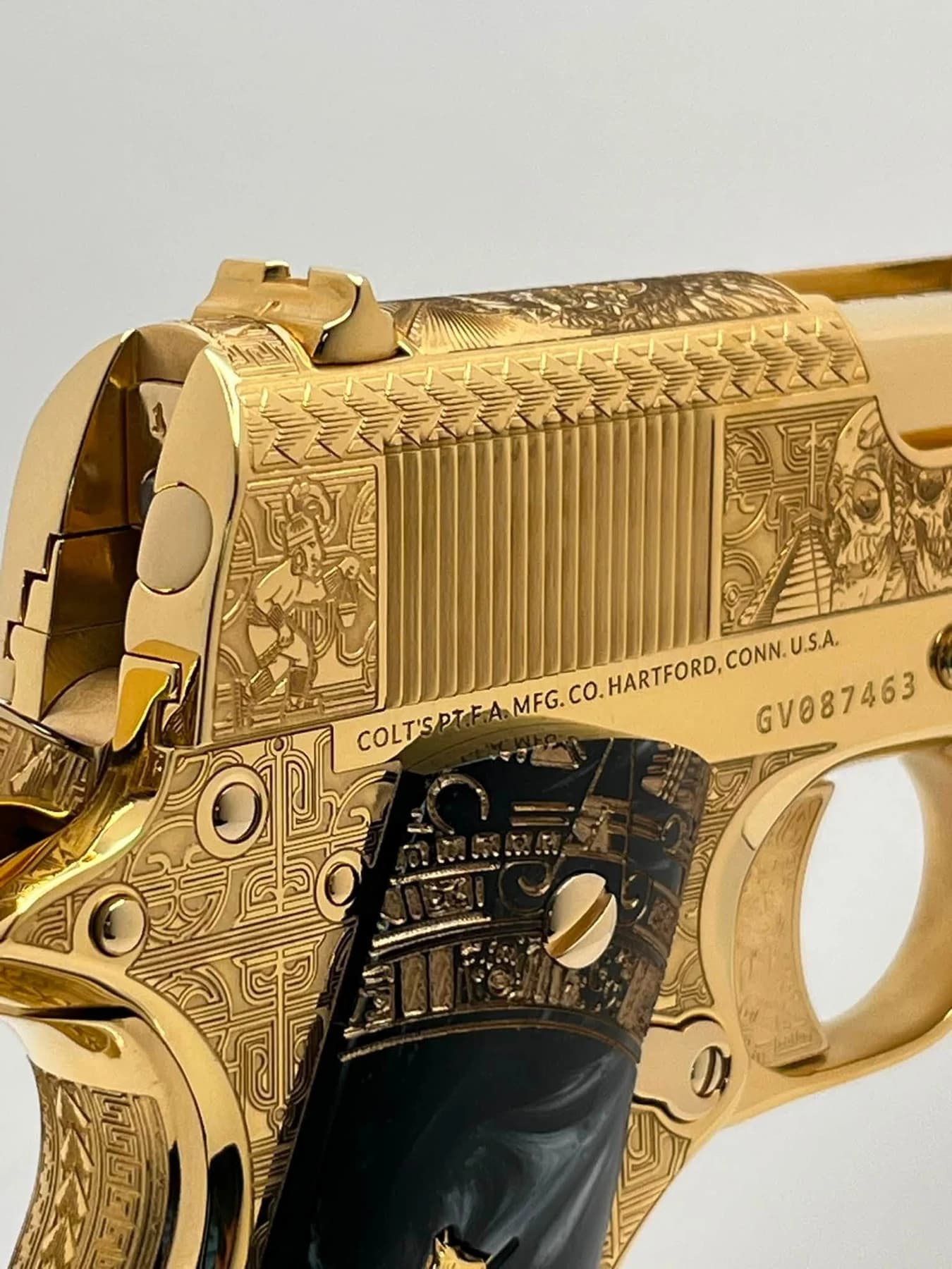24k gold Colt Super .38, Aztec Calendar edition: additional view