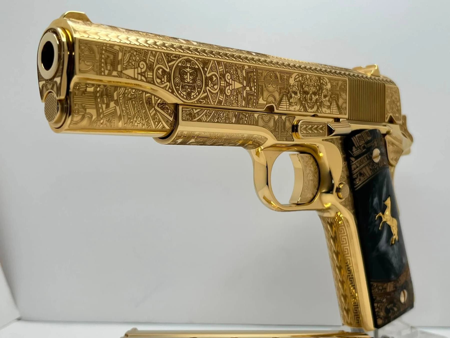24k gold Colt Super .38, Aztec Calendar edition: additional view