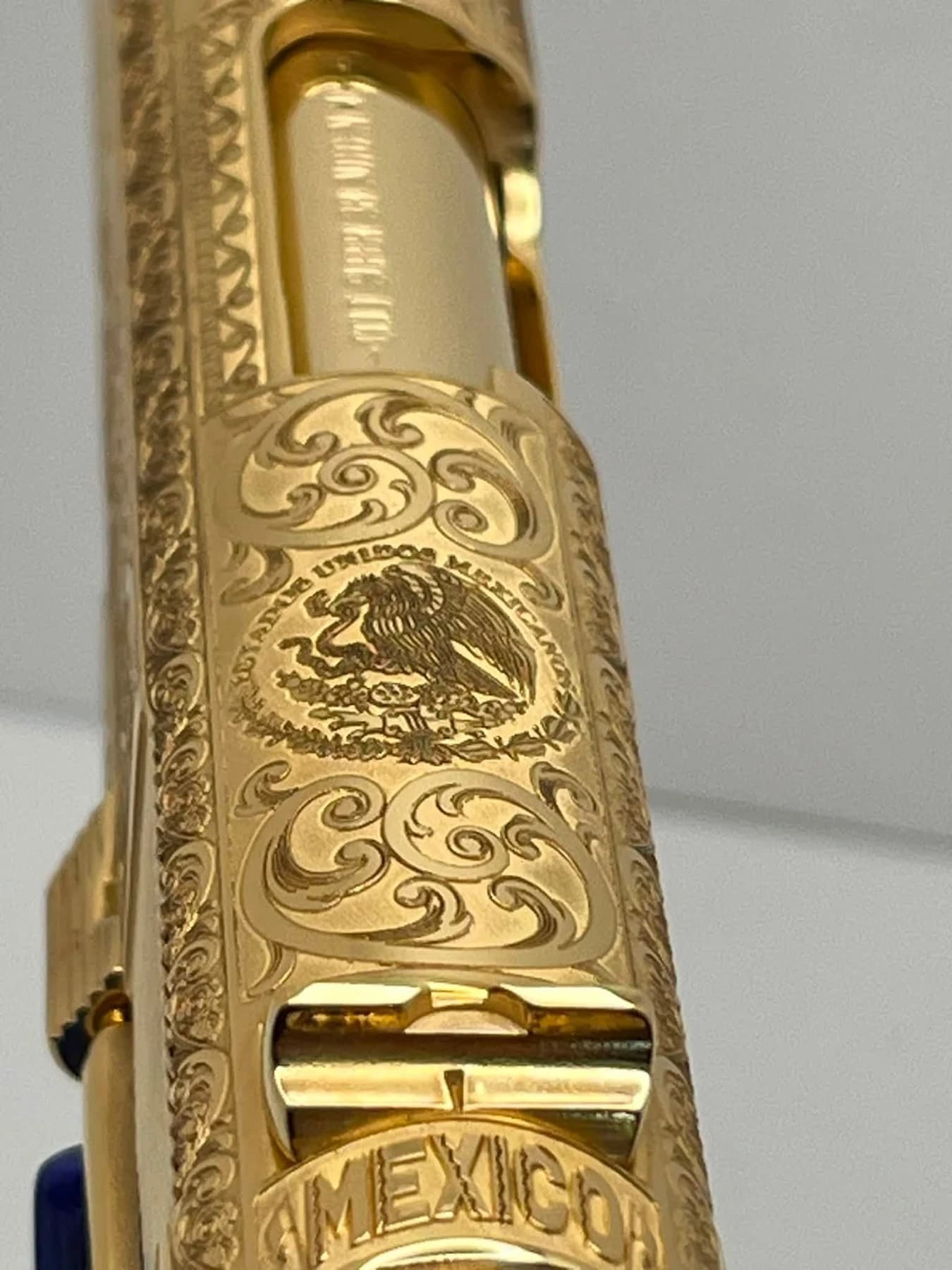 24k gold Colt Super .38, Pancho Villa edition: top view