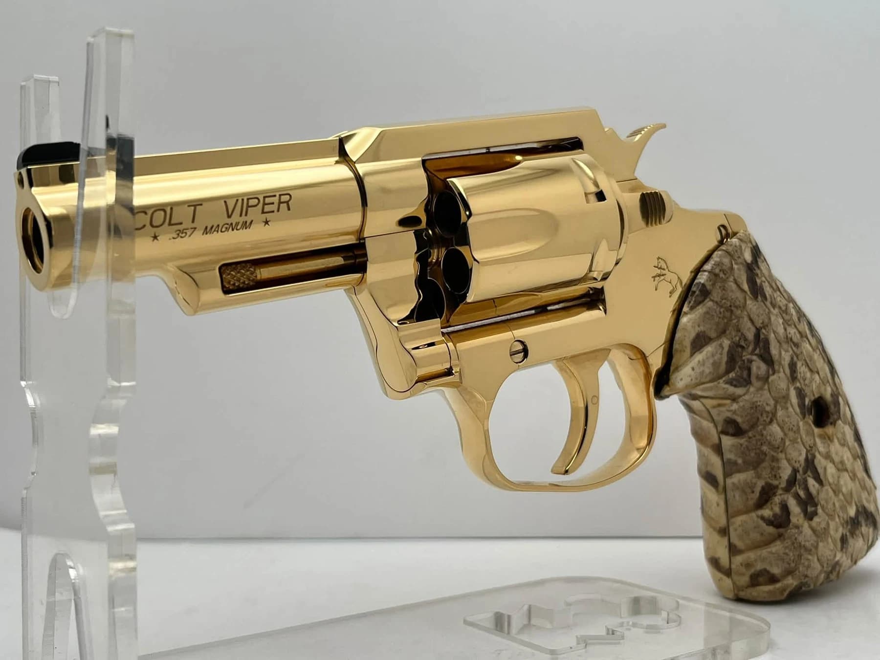 24k gold-plated Colt Viper with snakeskin grips: full view