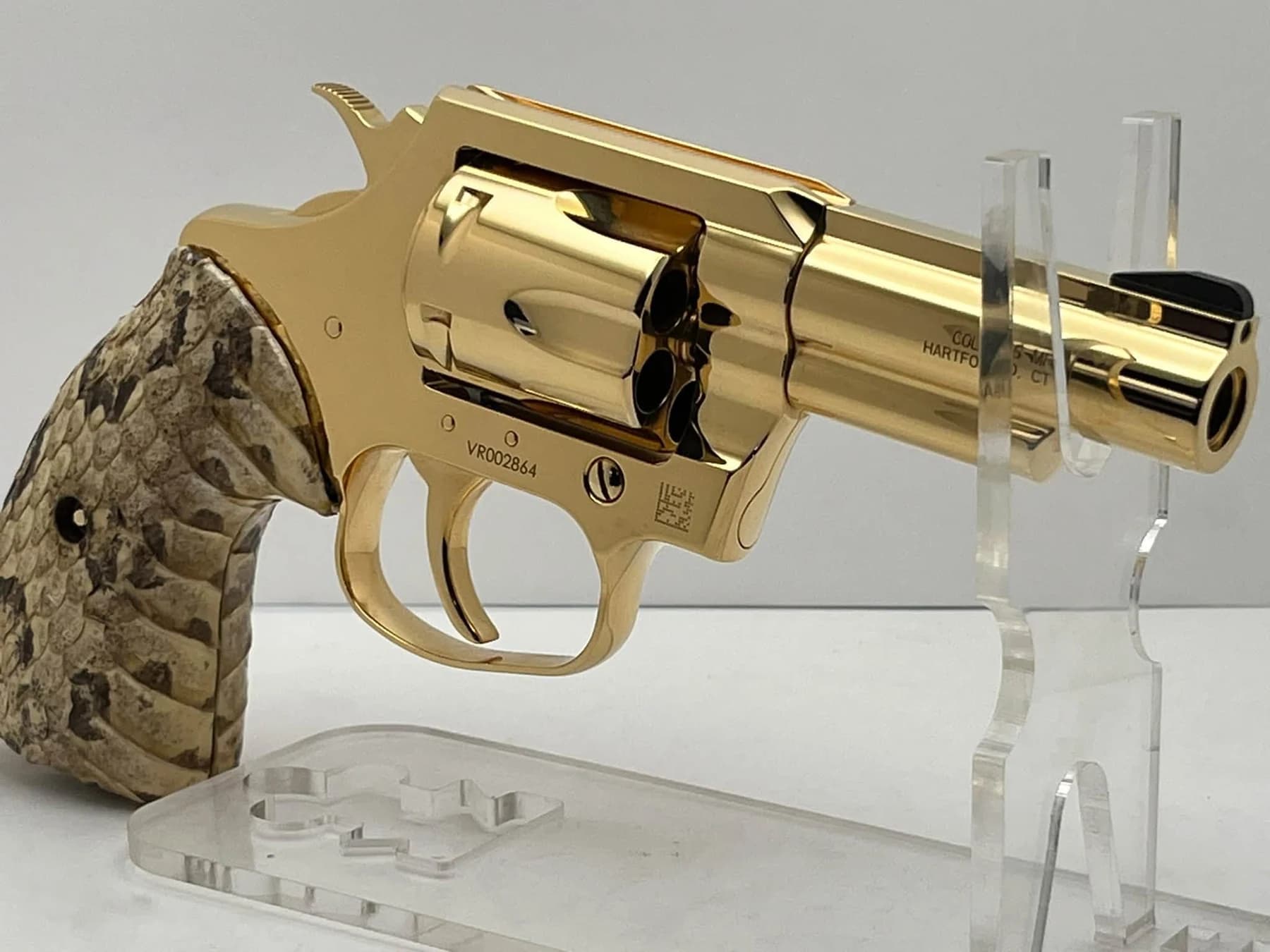 24k gold-plated Colt Viper with snakeskin grips: opposite view