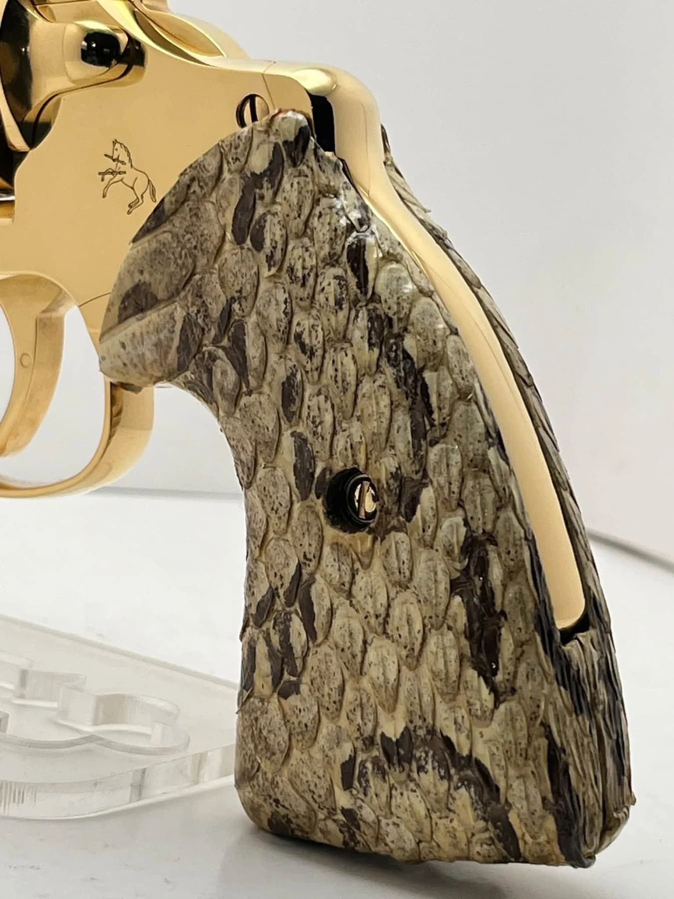24k gold-plated Colt Viper with snakeskin grips: snakeskin grip