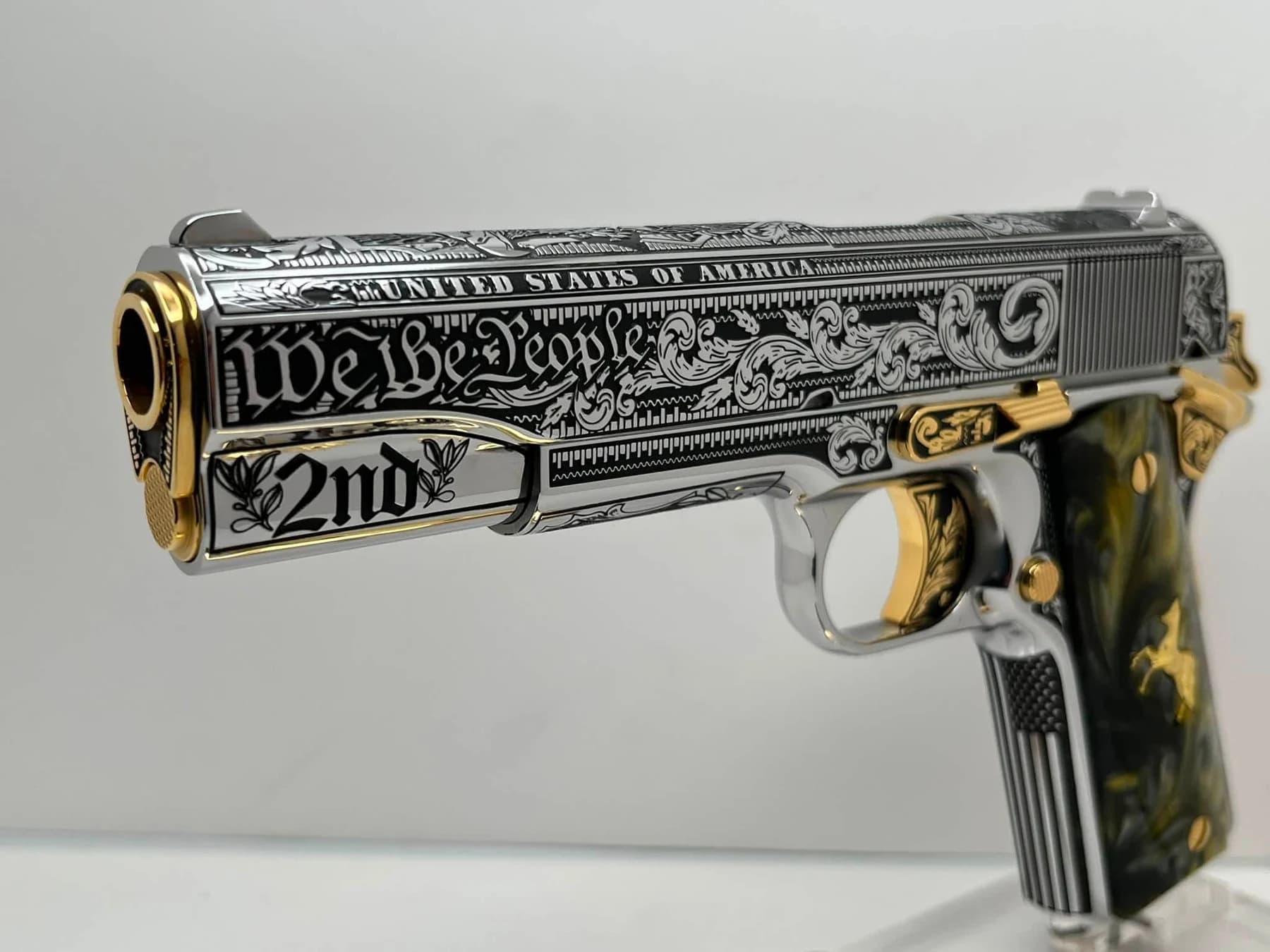 One-of-one Colt .45 with detailed engraving: full view