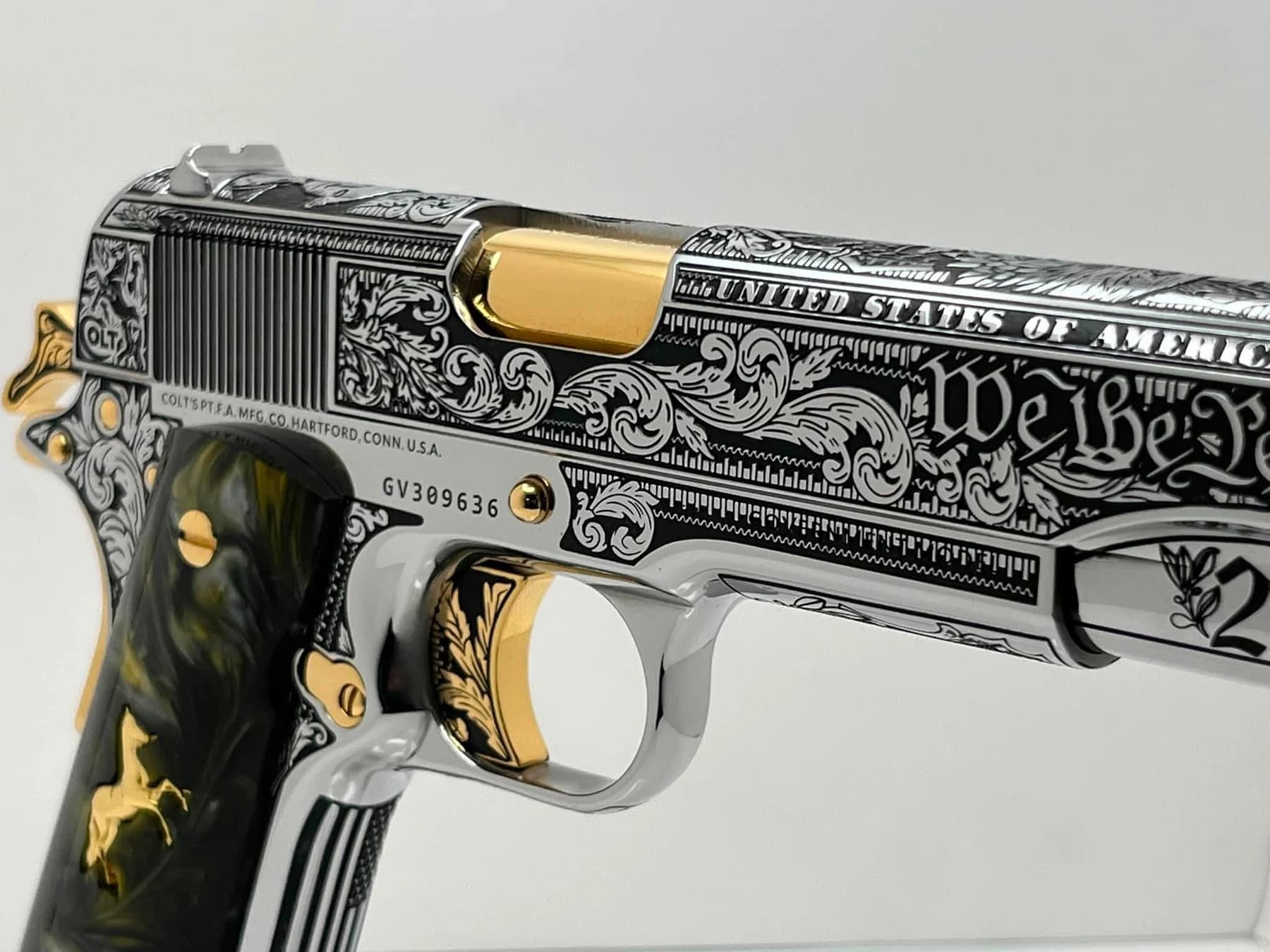 One-of-one Colt .45 with detailed engraving: additional view