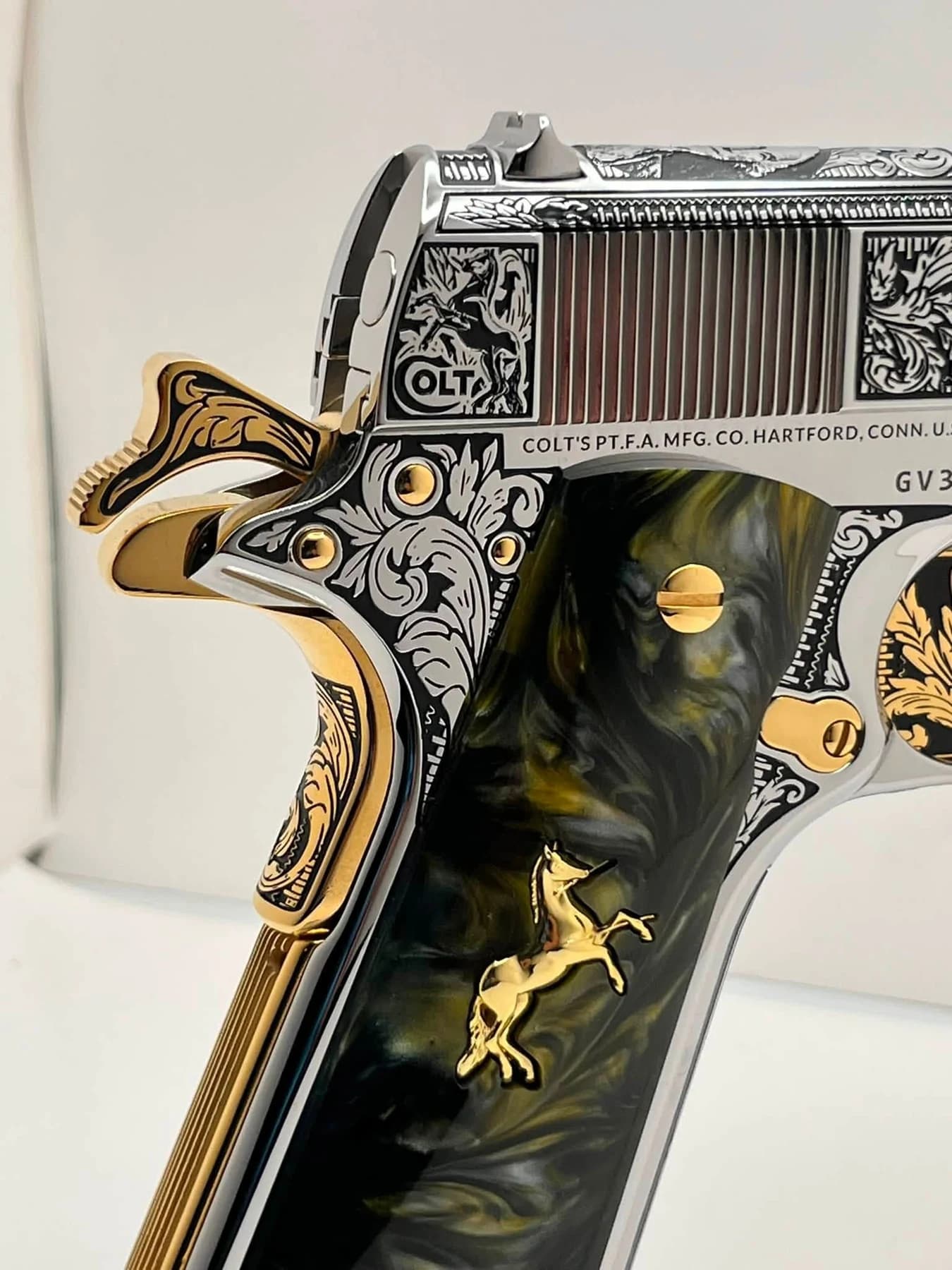 One-of-one Colt .45 with detailed engraving: additional view