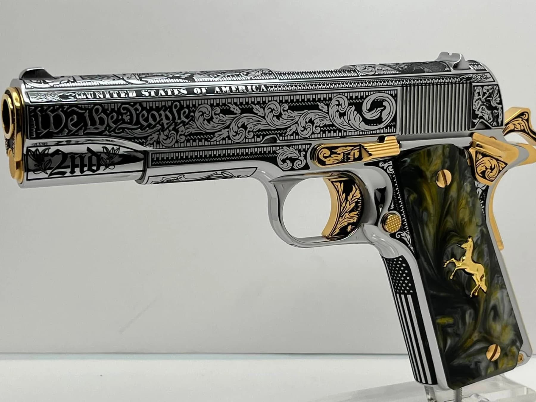 One-of-one Colt .45 with detailed engraving: additional view