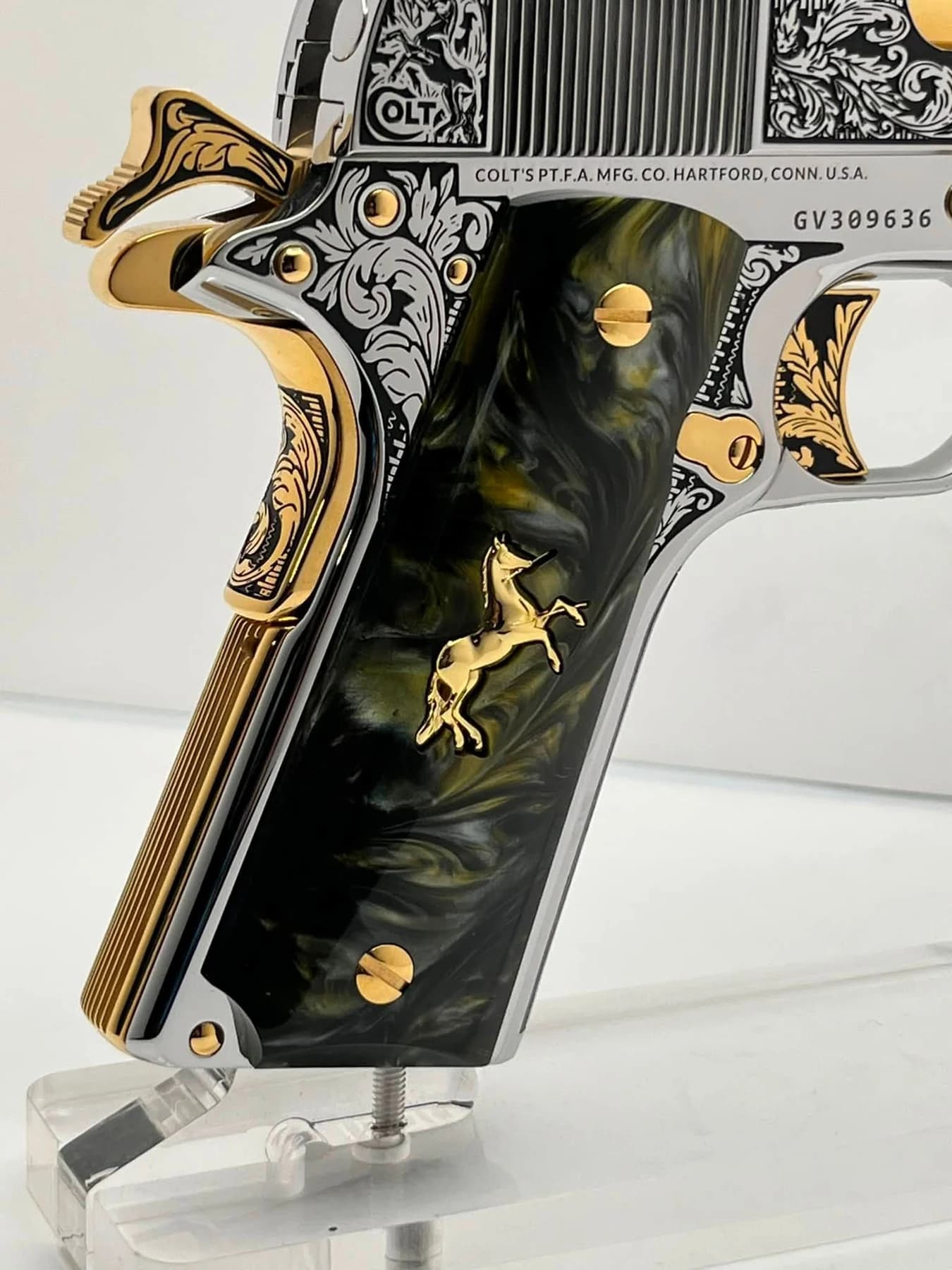 One-of-one Colt .45 with detailed engraving: additional view
